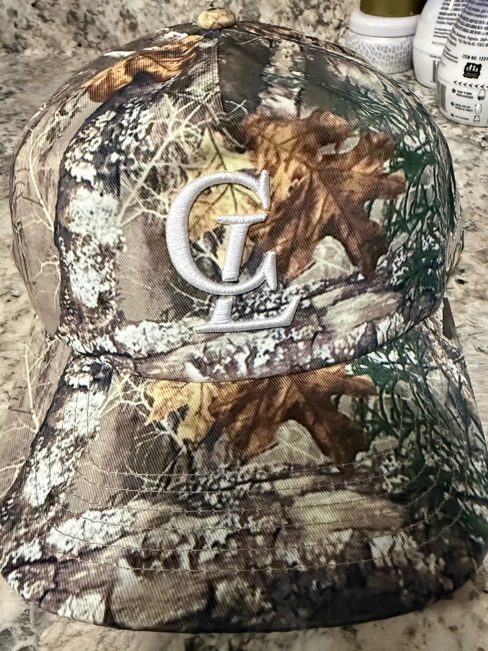Camouflage Baseball Cap with Raised GL Logo - Brown/Green
